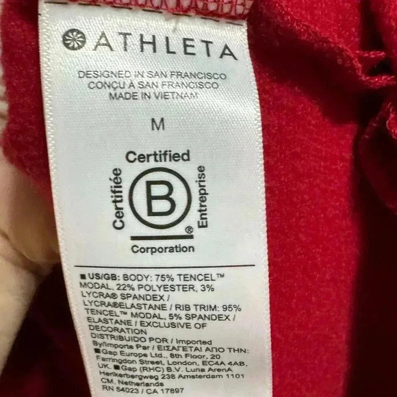 Athleta Coaster Luxe V Neck Red Sweatshirt Size Medium - Picture 5 of 5